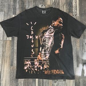 🔥🔥 TRAVIS SCOTT CACTUS JACK x WRESTLEMANIA WWF WWE Rap‎ Music Graphic Tee 2XL